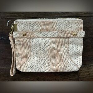 The LIMITED Snakeskin Like Cream Textured Clutch